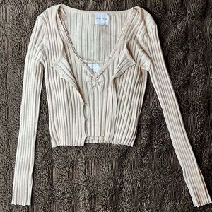 Cream Pink Rose Cardigan and Tank Top.